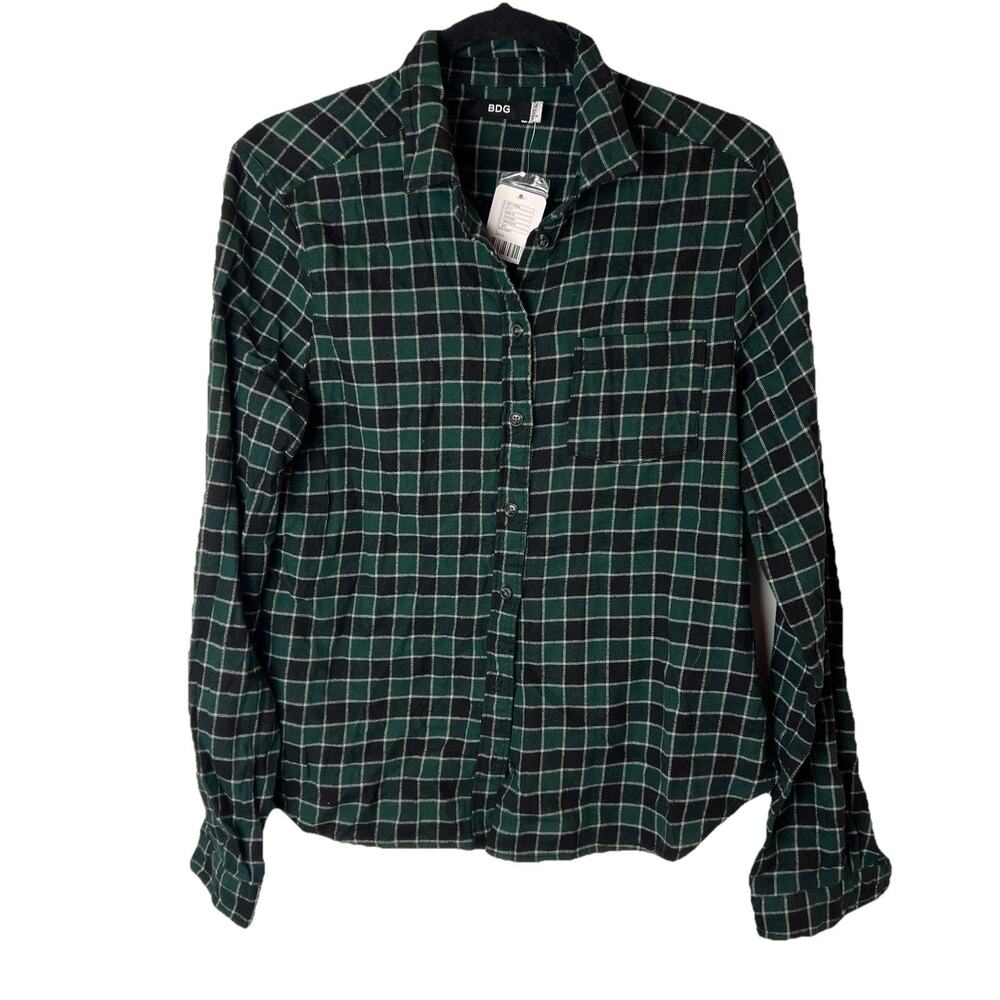 NWT Urban Outfitters BDG Green & Blue Plaid Flannel Shirt, Large